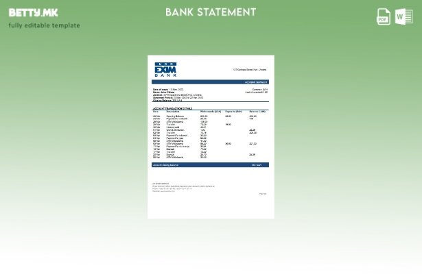 модерен стил Украина Ukreximbank шаблон за извод од банка